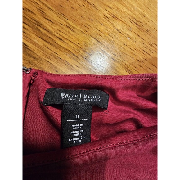 White House Black Market Sheath Dress Size 0 Burgundy Maroon Cap Sleeve EUC - Picture 5 of 8